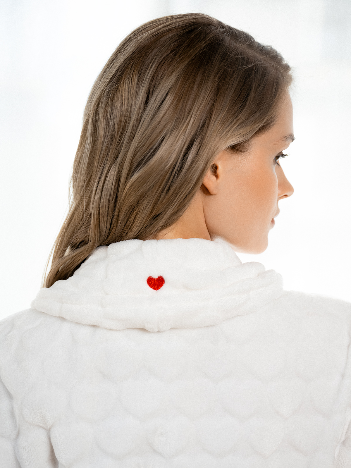 Белый бархатный халат Indefini ( Арт. 5178SYC)