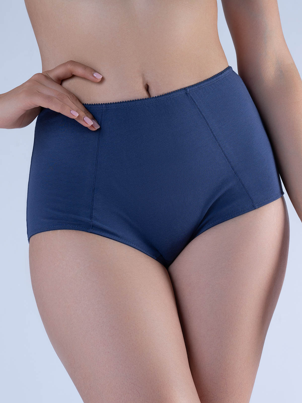 Женские слипы с завышенной талией синие Indefini (Арт. 4204LUF)