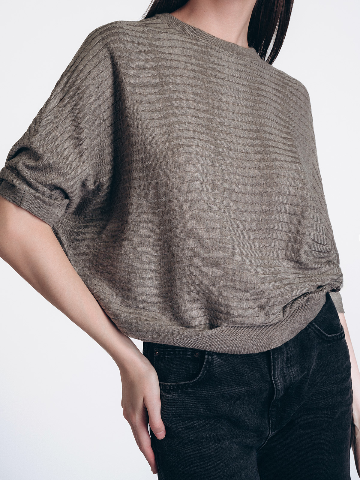 Женская кофта «летучая мышь» кофейного цвета (Арт. 5213TBC)