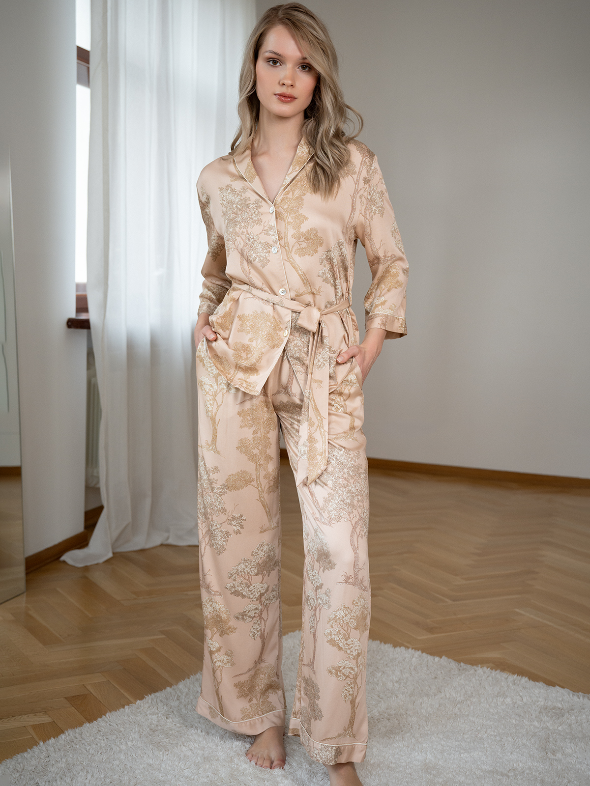 Пижама женская с брюками (Арт. 5122TCC), качество - Вискоза, цвет Персиковый